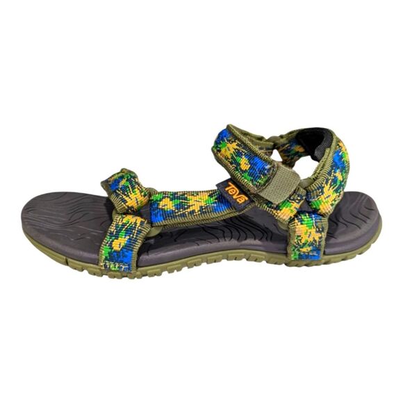 Teva Hurricane Active Outdoor Walking Hiking Sandal Green Blue Yellow Boys Sz 2 - Picture 1 of 9